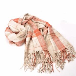Plaid Fringe Scarf in Neutral Tones